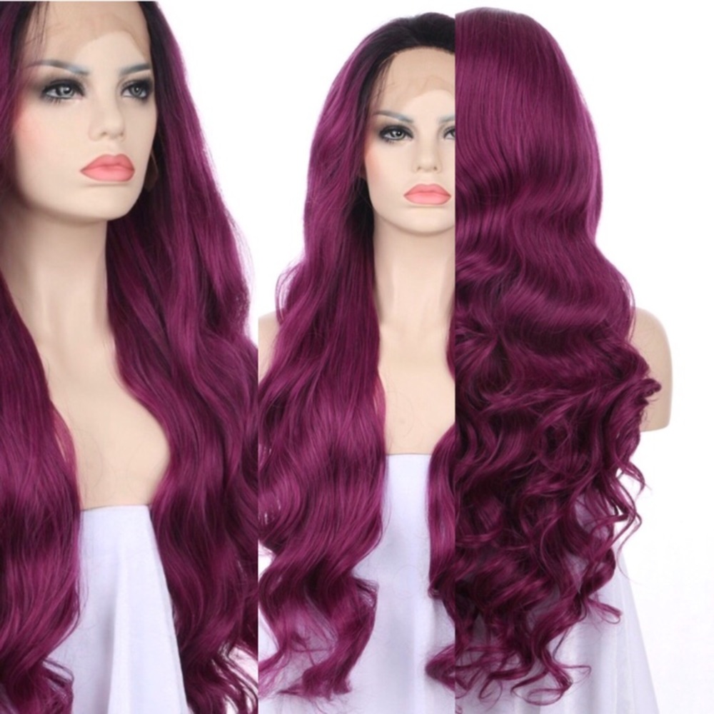 🧞‍♀️DELPHINE PURPLE OMBRÉ 24” LACEFRONT Wig🧞‍♀️